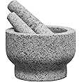 ChefSofi EXTRA Large 8 Inch 5 Cup-Capacity Mortar and Pestle Set - One Huge Mortar and Two Pestels: 8.5 inch and 6.5 inch - U
