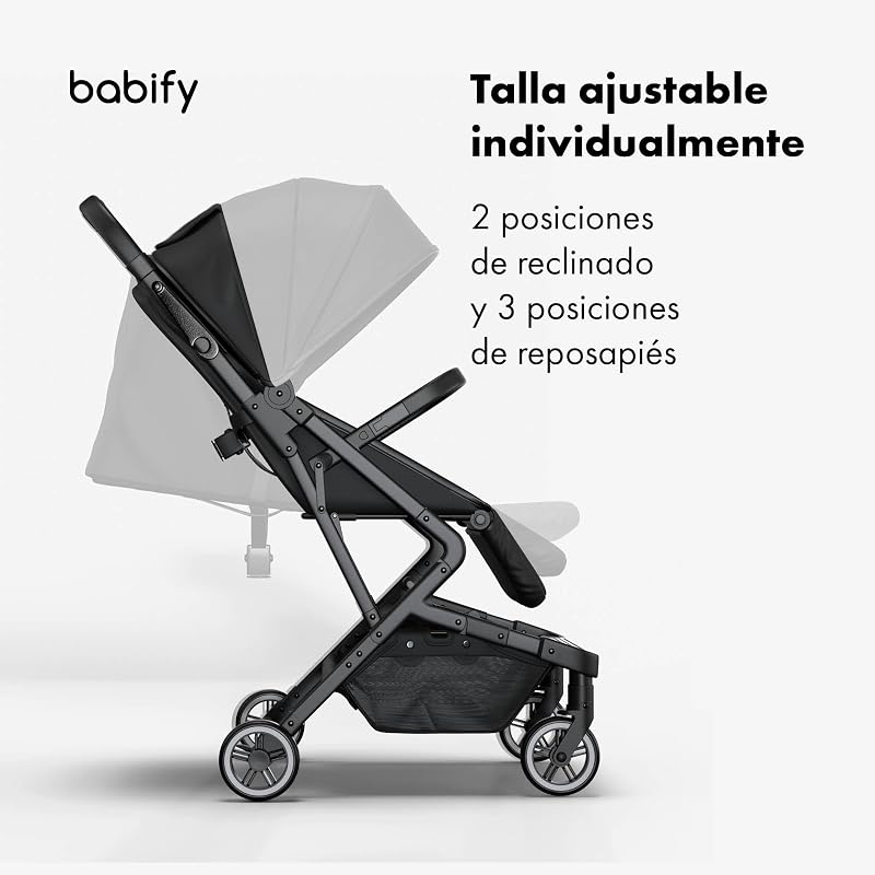 Urban Ease Poussette - Naissance à 4 Ans (22 kg), Pliage à Une Main, Inclinaison & Repose-Pieds Réglables, Doublure Amovible, Panier Intégré, Capote à Fenêtre, Compacte, Noir