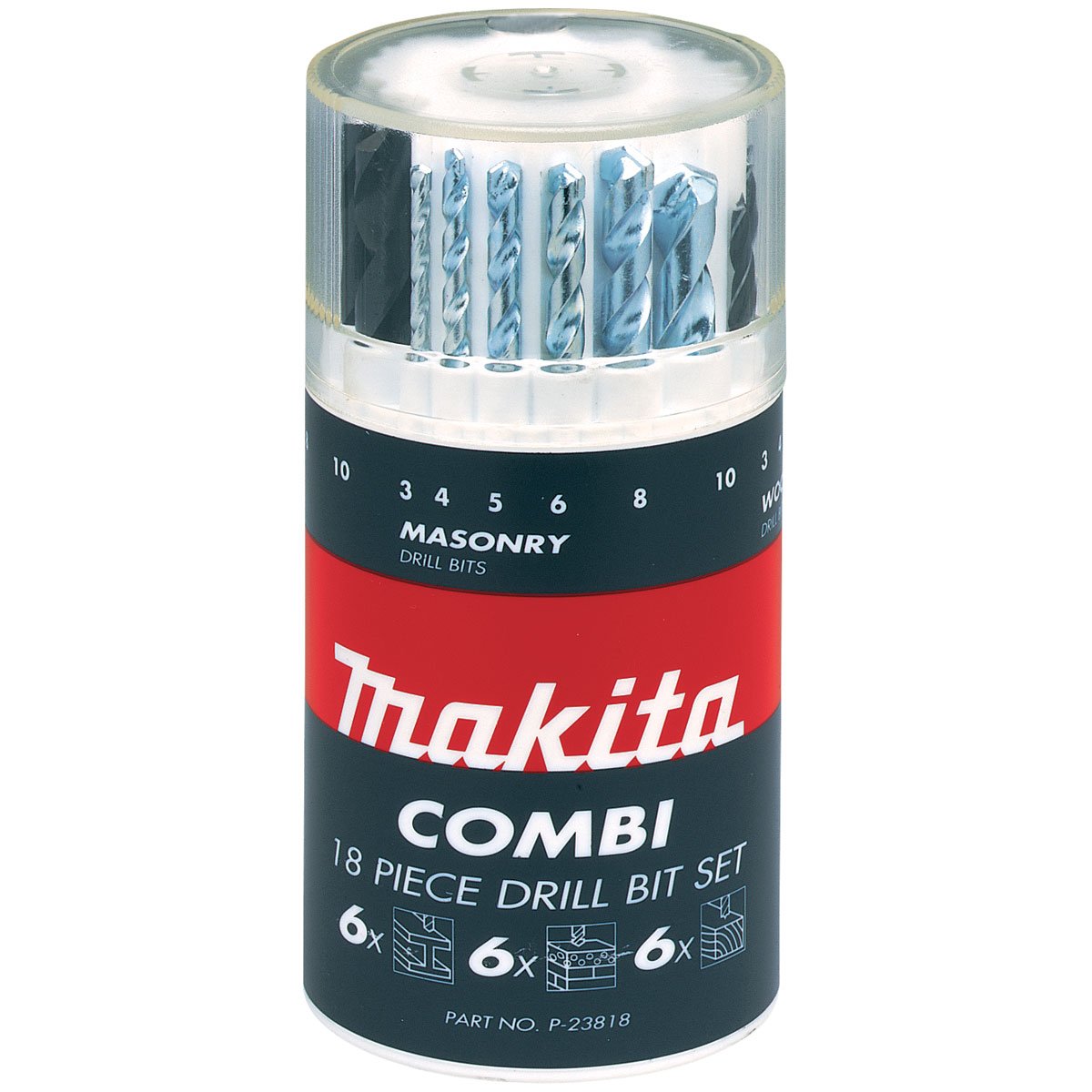 Makita P-23818 Straight Shank Mixed Drill Drum Set - Silver (18-Piece)