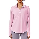 PINSPARK Long Sleeve Workout Tops for Women UPF 50+ Sun Protection Shirts Half Zip Quick Dry Athletic Running Hiking Golf