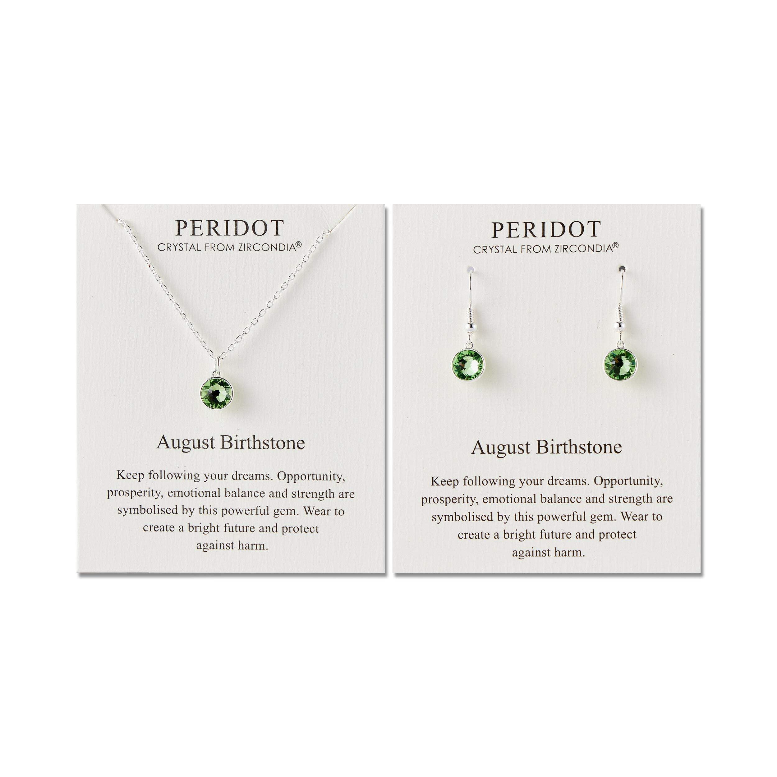 Philip Jones August (Peridot) Birthstone Necklace & Drop Earrings Set Created with Zircondia® Crystals