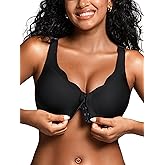 Cuteio Front Closure Bras for Women - M-4XL - Wireless Jelly Bra with 2 Hook & Eyes No Underwire Seamless Tshirt Bralettes