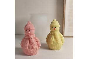 ORGSUMMER 3D Snowman Silicone Mold,Christmas Silicone Candle Molds,Decorated Snowman,Reusable for DIY Candle Wax Resin Gyspum Crafts Making Home Decor Christmas Gift
