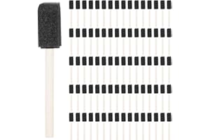 ACDESIGN 80Pcs Foam Paint Brushes 1in Sponge Paint Brush Wood Handle Foam Brushes for Clean，Staining，Varnishes, Crafts