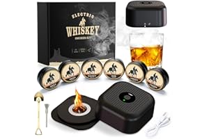 Electric Whiskey Smoker Kit, Rechargeable Cocktail Smoker Kit, Old Fashioned Drink Smoker Set with 6 Wood Chips No Butane Nee