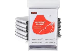 Oture Emergency Space Blankets, 6 Pack Survival Thermal Blanket, Mylar Thermal Survival Blankets Emergency Foil Blanket for K