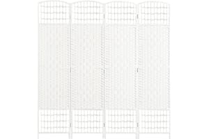 HOMCOM 4 Panel Room Divider, 5.6 ft Tall Folding Privacy Screen, Wave Fiber Freestanding Partition Wall Divider for Home Offi