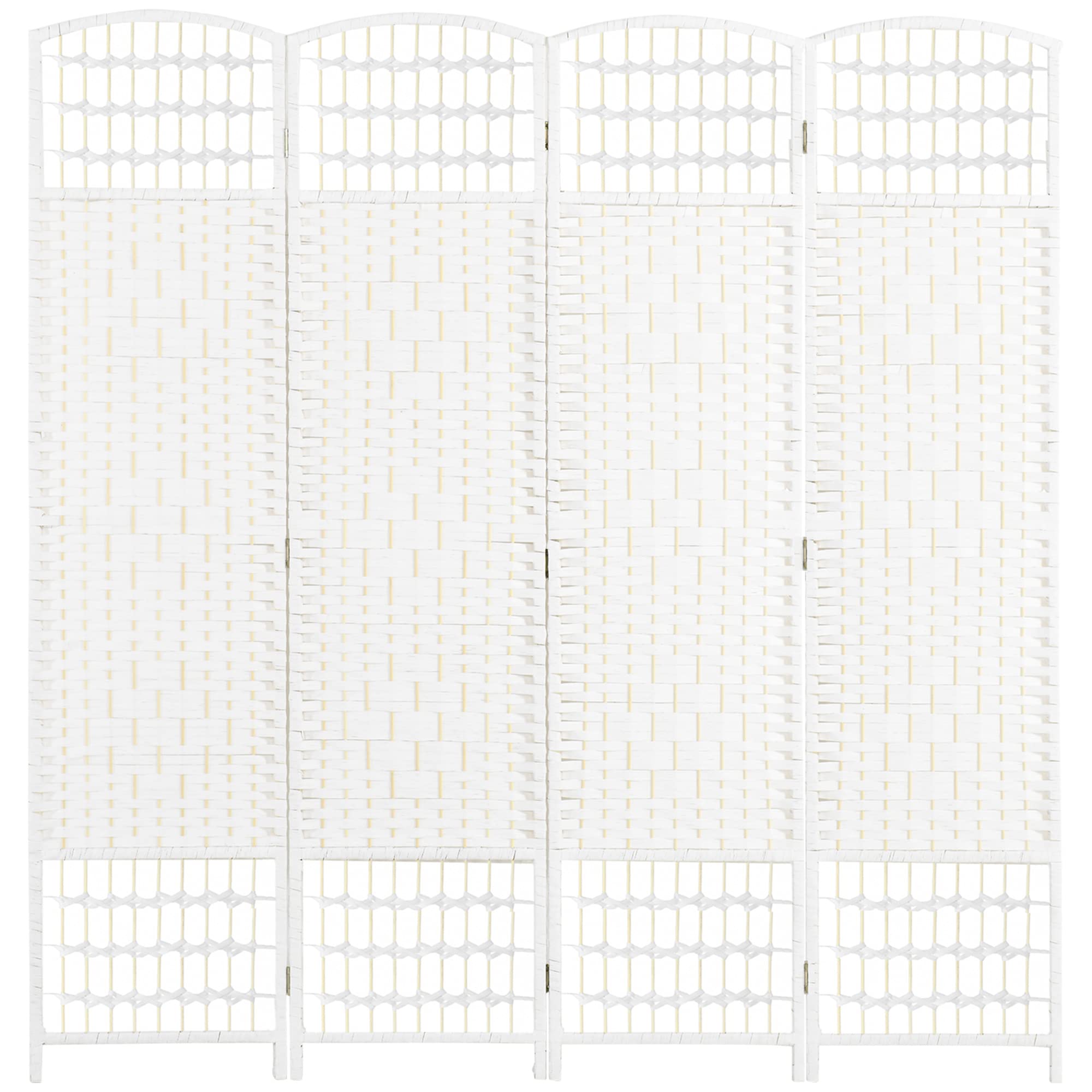 Photo 1 of HOMCOM 4 Panel Room Divider, Folding Privacy Screen, 5.6' Room Separator, Wave Fiber Freestanding Partition Wall Divider, White