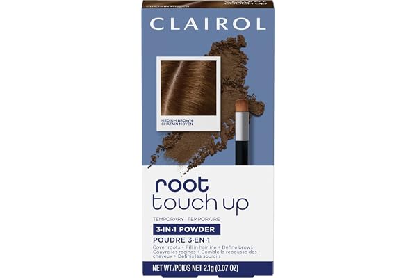 Clairol Root Touch-Up Temporary Concealing Powder, Medium Brown Hair Colour | Ammonia-Free | Instantly Cover Roots + Define E
