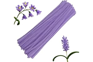 Swpohrat 100 Pieces Light Purple Pipe Cleaner Craft Set,Thick Fuzzy Chenille Stem Pipe Cleaners for DIY Craft Projects and Decorations