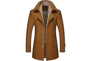 CHARTOU Men's Stylish Scarf Single Breasted Wool Walker Coat Thick Winter Jacket-6 Colors