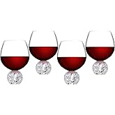 YLNNLC 20oz Crystal Wine Glasses Set of 4 With Ball Base - Gift for Wine Tasting, Anniversary, Birthday - Large Unique Glasses for Red Wine