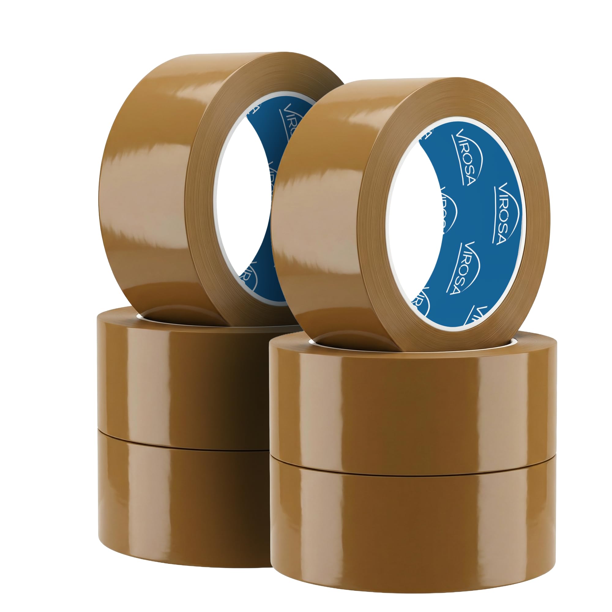 VIROSA EXTRA VALUE Packing Roll Set – 48mm x 66m – 6 Rolls Brown Heavy Duty Packaging for Moving, Shipping & Storage Boxes