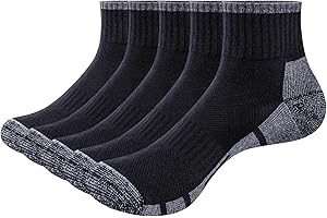 YEUDGE Mens Athletic Ankle Socks Moisture Wicking Cushioned Running Socks Anti-Odor Quarter Socks for Men, 5 Pairs/Pack
