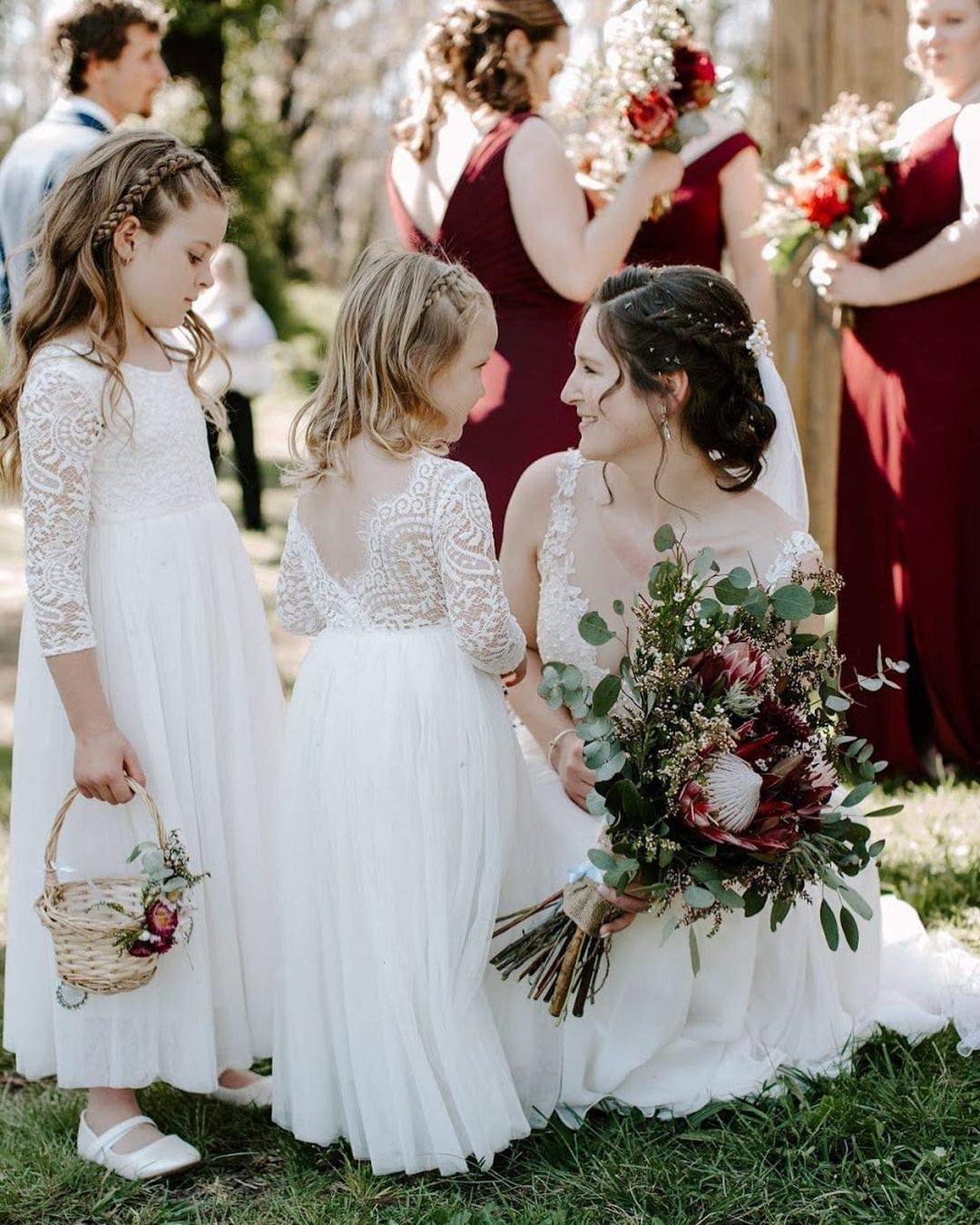 Topmaker Flower Girl Dress for Toddler Baby Girls,Lace Tulle Dress for Wedding,Birthday Party,Photoshoot,Special Occasion