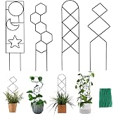 Wellsign 15.94Inch Plant Trellis for Climbing Plants Indoor Outdoor | 4 Patterns Metal Small Garden Houseplant Trellis for Potted Plants for Vine Ivy Flower Plant Support Lover Gifts Lattice
