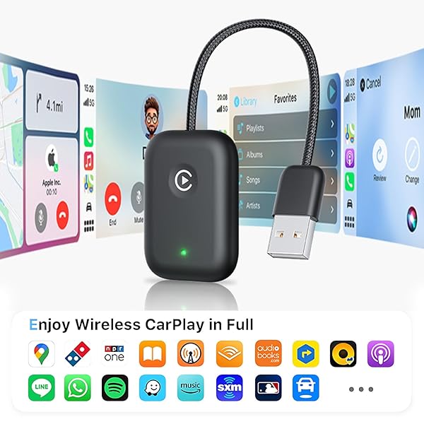 YINDUZ WIRELESS CARPLAY ADAPTER 2025 – MINI SIZE, PLUG AND PLAY, 5GHZ WIFI AUTO CONNECT, CONVERTS WIRED CAR PLAY TO WIRELESS DONGLE, COMPATIBLE WITH IOS 10+ & OEM WIRED CARPLAY CARS