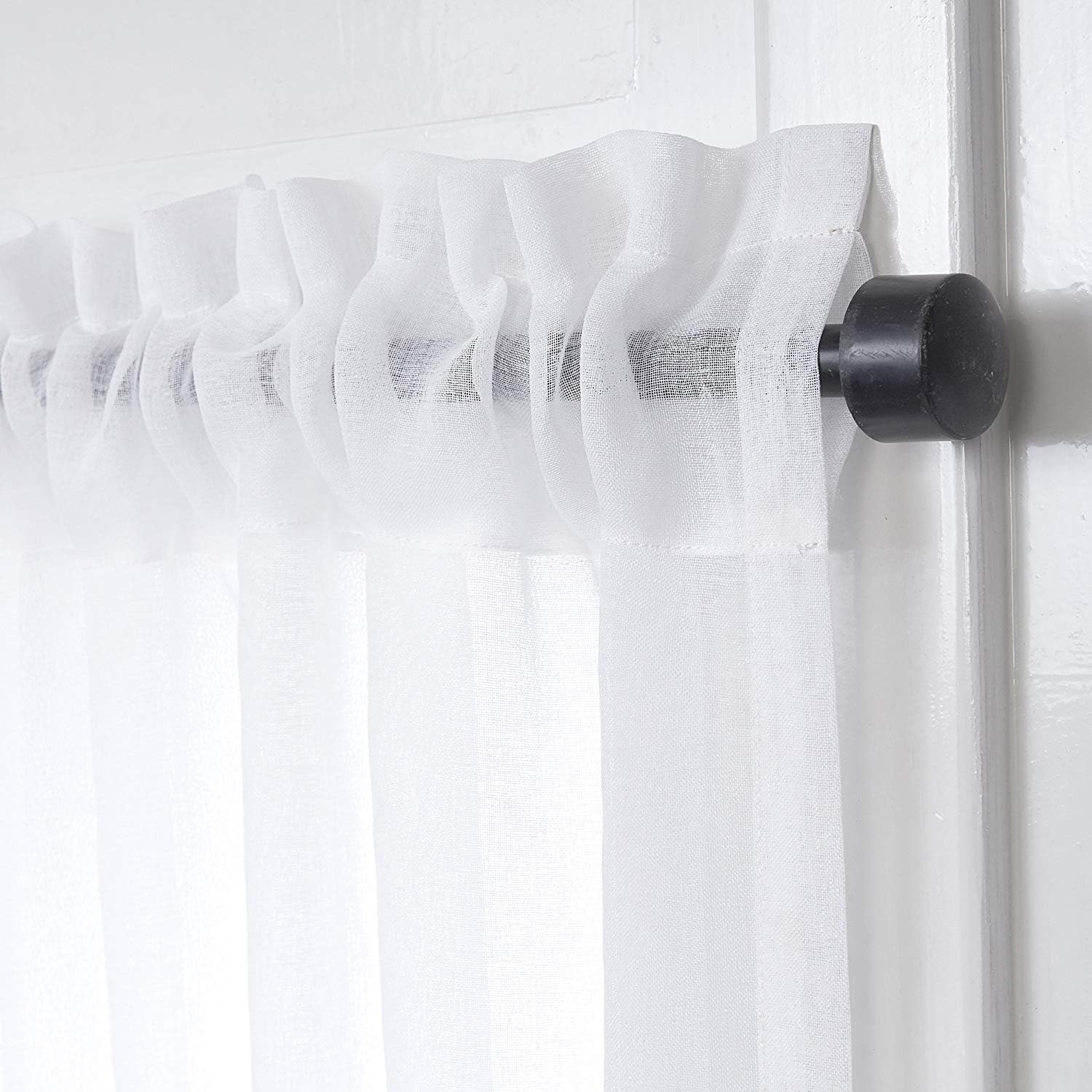 LIFONDER Light Filtering Sheer Window Curtain Valances 2 Packs Linen