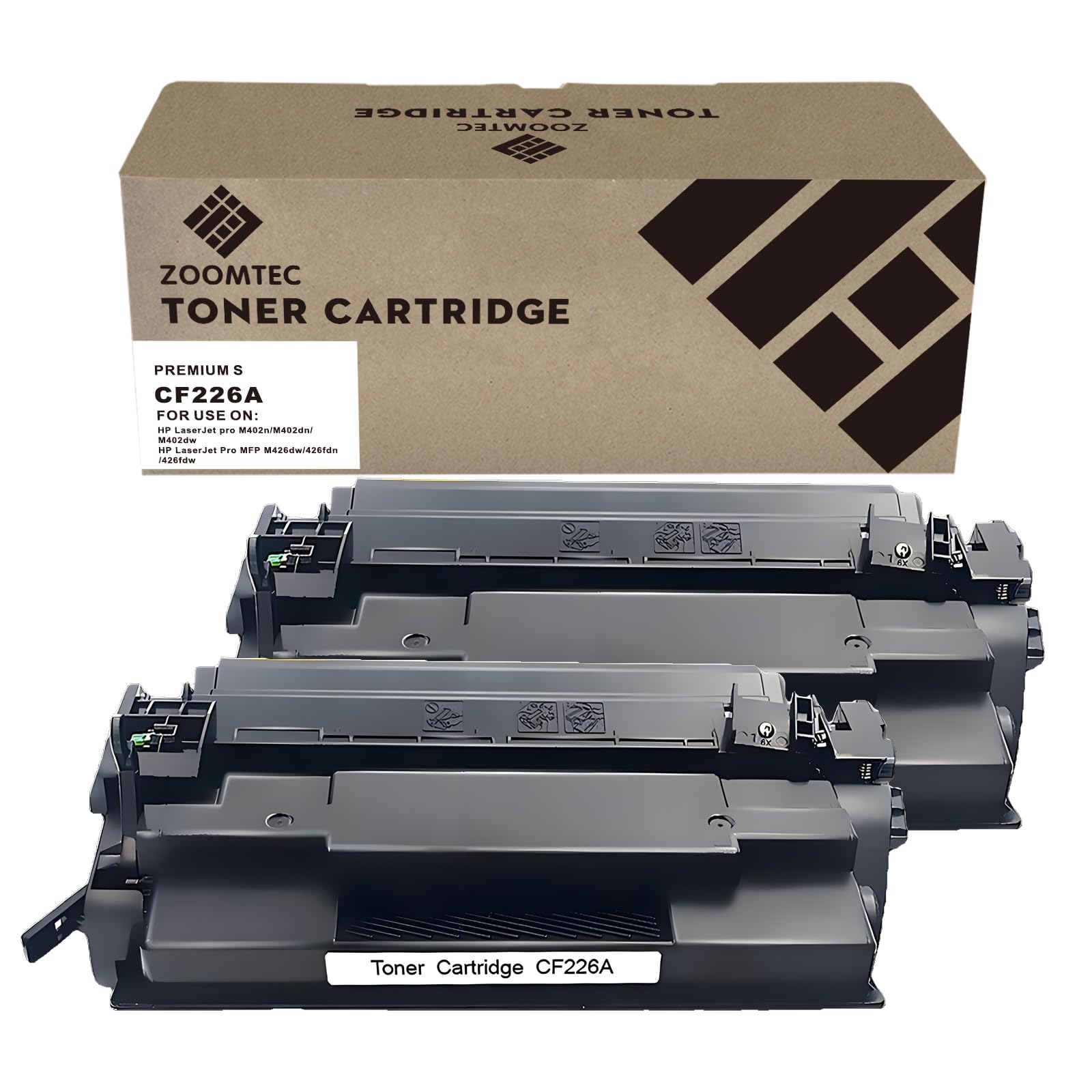ZOOMTEC Compatible CF226A 26A Black Toner Cartridge CF226X 26X for HP Laserjet Pro MFP M426dw M426fdn M426fdw M402dw M402dne M402d M402n M402dn (2 Black)