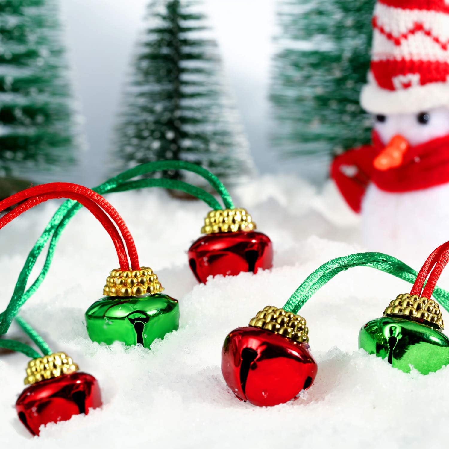 120 Pieces Christmas Bell Necklaces Christmas Holiday Necklaces for Christmas Supplies (Red and Green), Green,red - Image 4