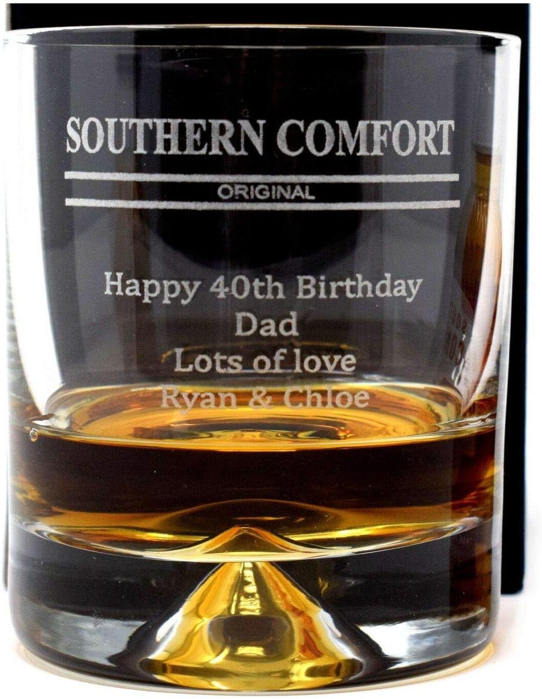 Engraved Personalised Southern Comfort Design Dimple Glass