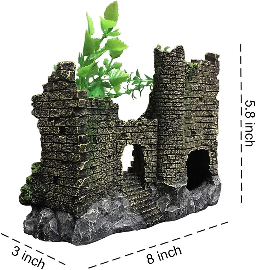 SLOCME Aquarium Medieval Resin Castle Decorations Fish Tank Landscape