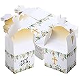 Geyee 48 Pcs Religious Party Goodie Gable Boxes Baptism Decorations Religious Party Favors Baptism Gifts God Bless Candy Boxes for Boys Girls Christening Baby Shower
