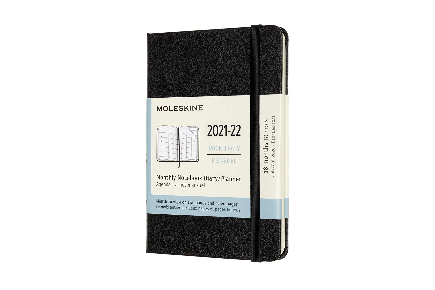 Moleskine - 18-Month Monthly Planner/Diary, Monthly Pocket Planner 2021/2022, Monthly Planner with Soft Cover and Elastic Closure, Size Pocket 9 x 14 cm, Colour Black, 128 Pages