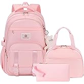 Hidds School Backpack for Teens Girls Women 3 PCS Kids Bookbag Set with Lunch Box College Laptop Backpacks Travel Daypack Bag