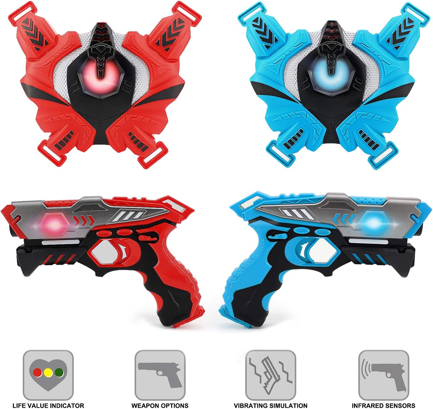 LUKAT Infrarot Laser Tag Set, 2 Pistole LaserTag-Blaster für Kinder 6 ...