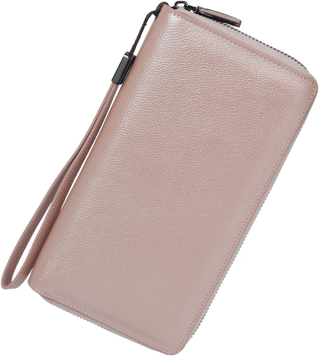 Rfid Blocking Purses for Women Real Leather Zip Around Large Travel Mobile Phone Ladies Long Money Purses Wallet