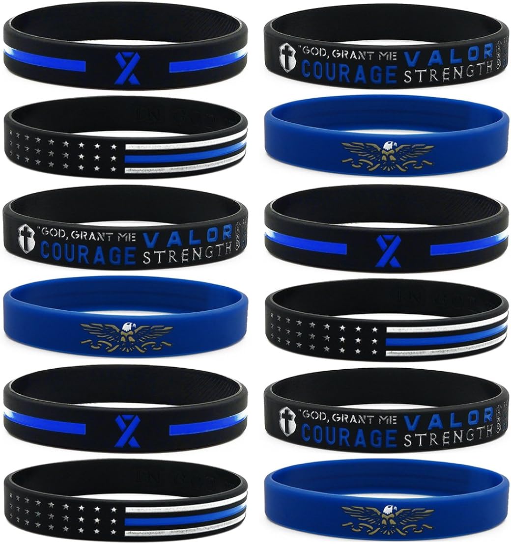 Inkstone (12Pack) Law Enforcement Silicone Bracelets Assortment