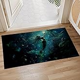 Plistiz Enchanted Mermaid Indoor Door Mat, 17x29.5 Inch, Floor Area Rug for Entryway, Living Room, or Bathroom, Non-Slip Door