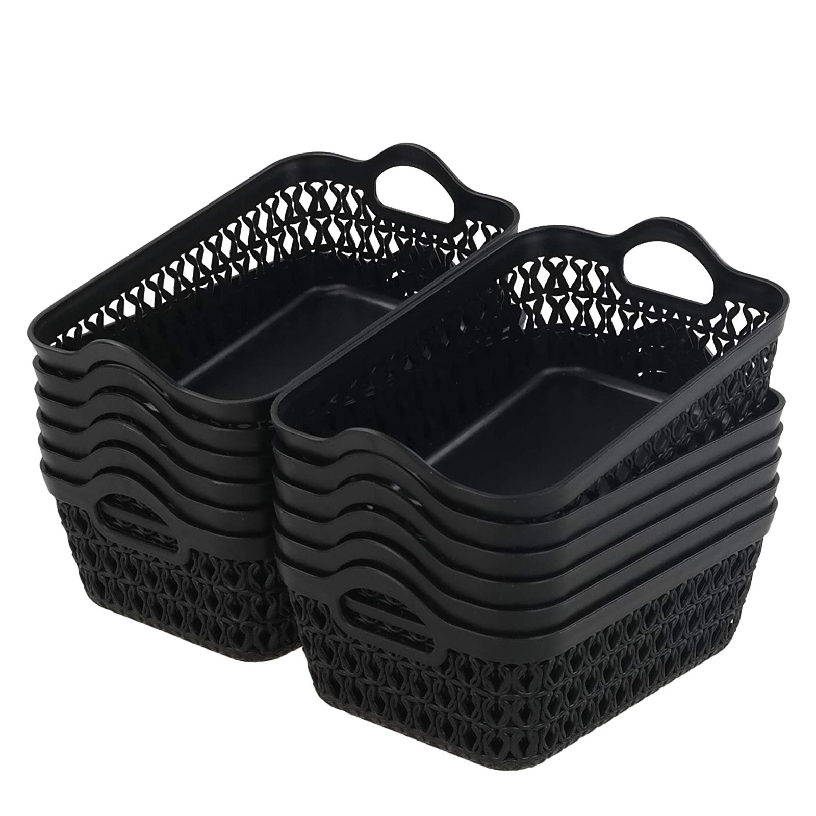 Yarebest Desktop Plastic Basket, Set of 12 Plastic Small Storage Trays Baskets (Black)