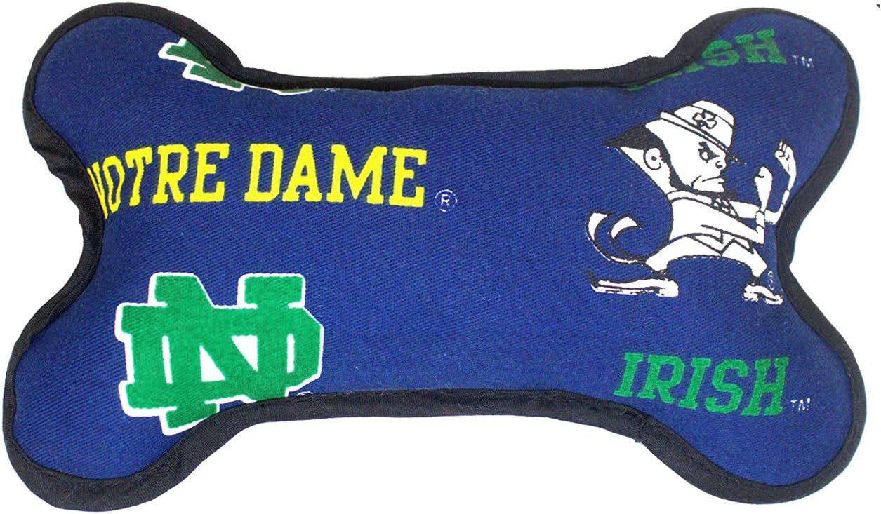 Pup Rally NCAA Notre Dame Fighting Irish Squeaky Plush Dog Bone Pet Toy