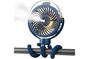 GENERIC Portable Misting Stroller Fan – 6000mAh Rechargeable Handheld & Clip-On Fan with 70ml Water Tank, 3 Speeds, Cooling Mist, Quiet Operation, USB-C Rechargeable for Baby Stroller, Home, Travel & Outdoor