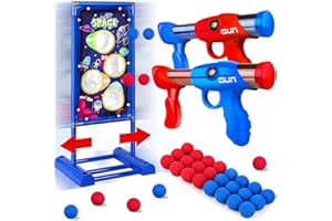 YIFUHH Shooting Game Toy for Kids with 2 pcs Foam Ball Popper Air Guns Moving Shooting Target 24 Foam Balls, Toy Blaster Gun for Indoor and Outdoor Play, Perfect Birthday for Boys 6 7 8 9 10+