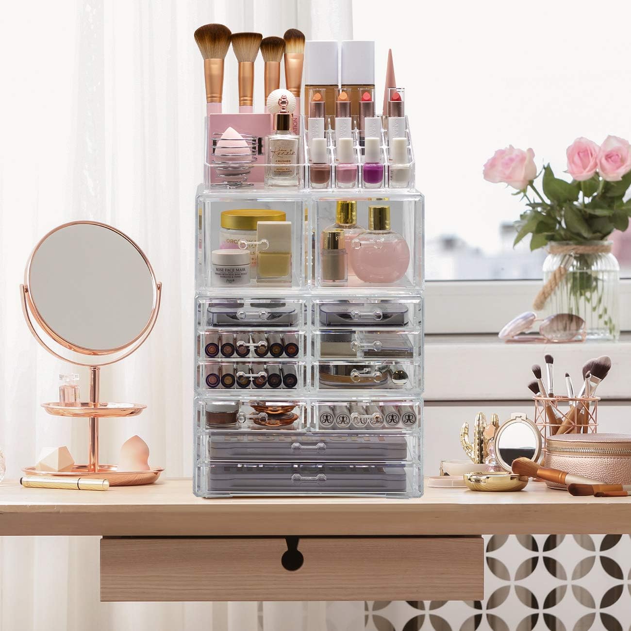Sorbus Cosmetic Makeup and Jewelry Storage Case Tower Display Organizer - Spacious Design - Great for Bathroom, Dresser, Vanity and Countertop (Marble): Home Improvement