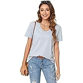 JMSHIHUA Womens Short Sleeve Summer T Shirts Scoop Neck Casual Stretch Tee Tops