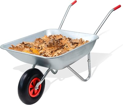 Crystals 65L/100KG Wheelbarrow Heavy Duty Galvanised with Pneumatic Tyre
