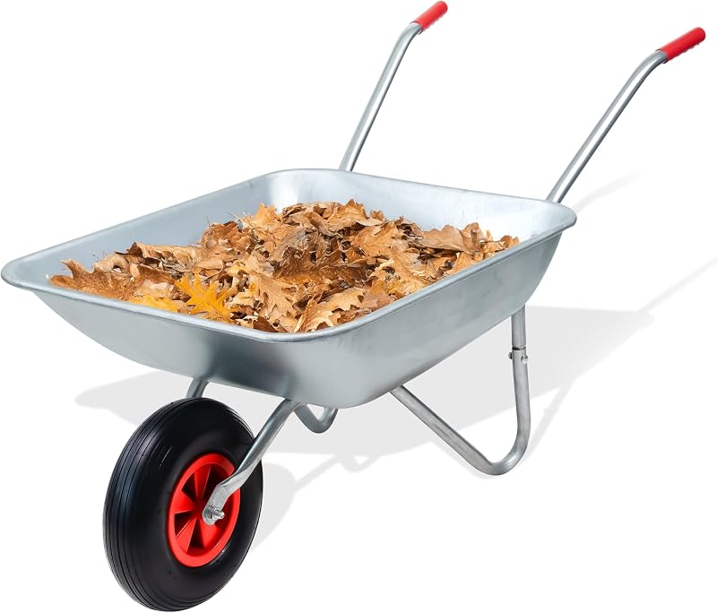 Crystals 65L/100KG Wheelbarrow Heavy Duty Galvanised with Pneumatic Tyre