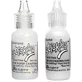 Ranger Stickles Glitter Glue Bundle - Diamond 0.5 oz, Crystal 0.5 oz | Acid Free, Non-Toxic, for Paper Crafting