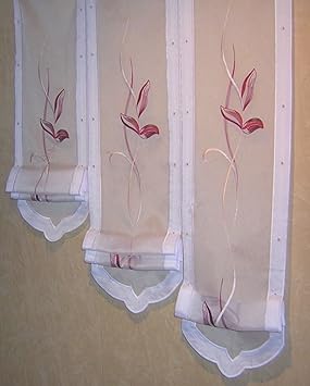 heimtexland ® Clip-Panneaux nach Maß - Höhe 120cm - Breite nach Maß à 24cm - Hochraff Scheibengardine Blatt Stickerei floral 