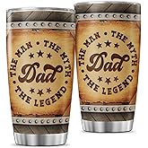JENOIS The Man The Myth The Legend Dad Gift, Rustic Wood Look 20oz Stainless Steel Insulated Travel Mug, Funny Father's Day Birthday Tumbler for Dad Grandpa Husband