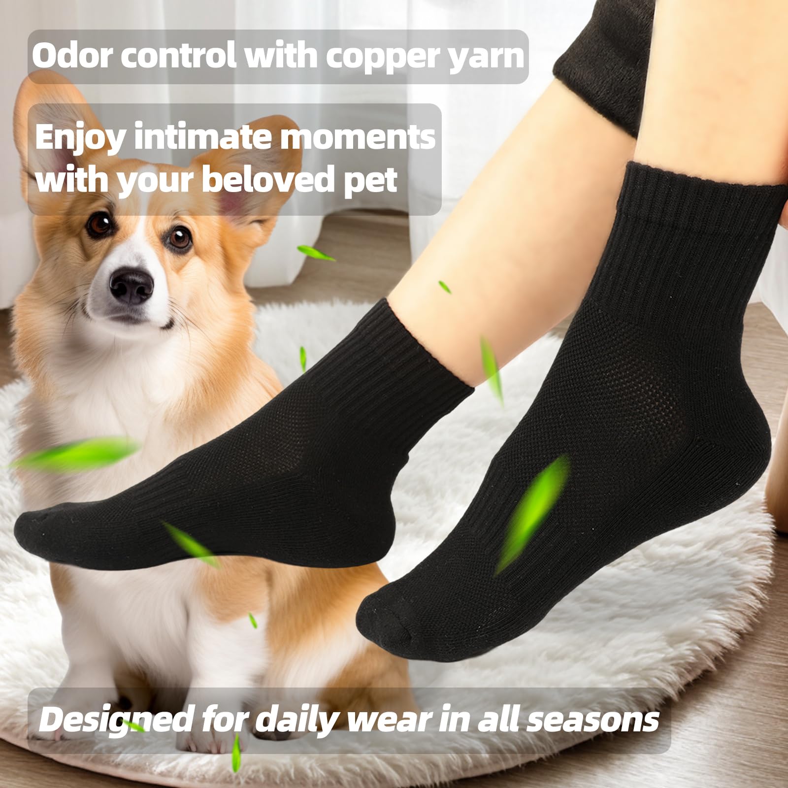 Kodal Copper Ankle Running Socks for Men Women Cushion Cotton Quarter Socks Odor Control for Smelly Sweaty Feet 4 Pairs
