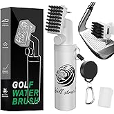 Pro Golf Club Cleaner - 4oz Water Bottle with Groove Cleaner and Retainer Clip, Durable Nylon Bristles for Easy Cleaning, Ergonomic Button Design, Golf Gifts for Men & Essential Accessories (White)