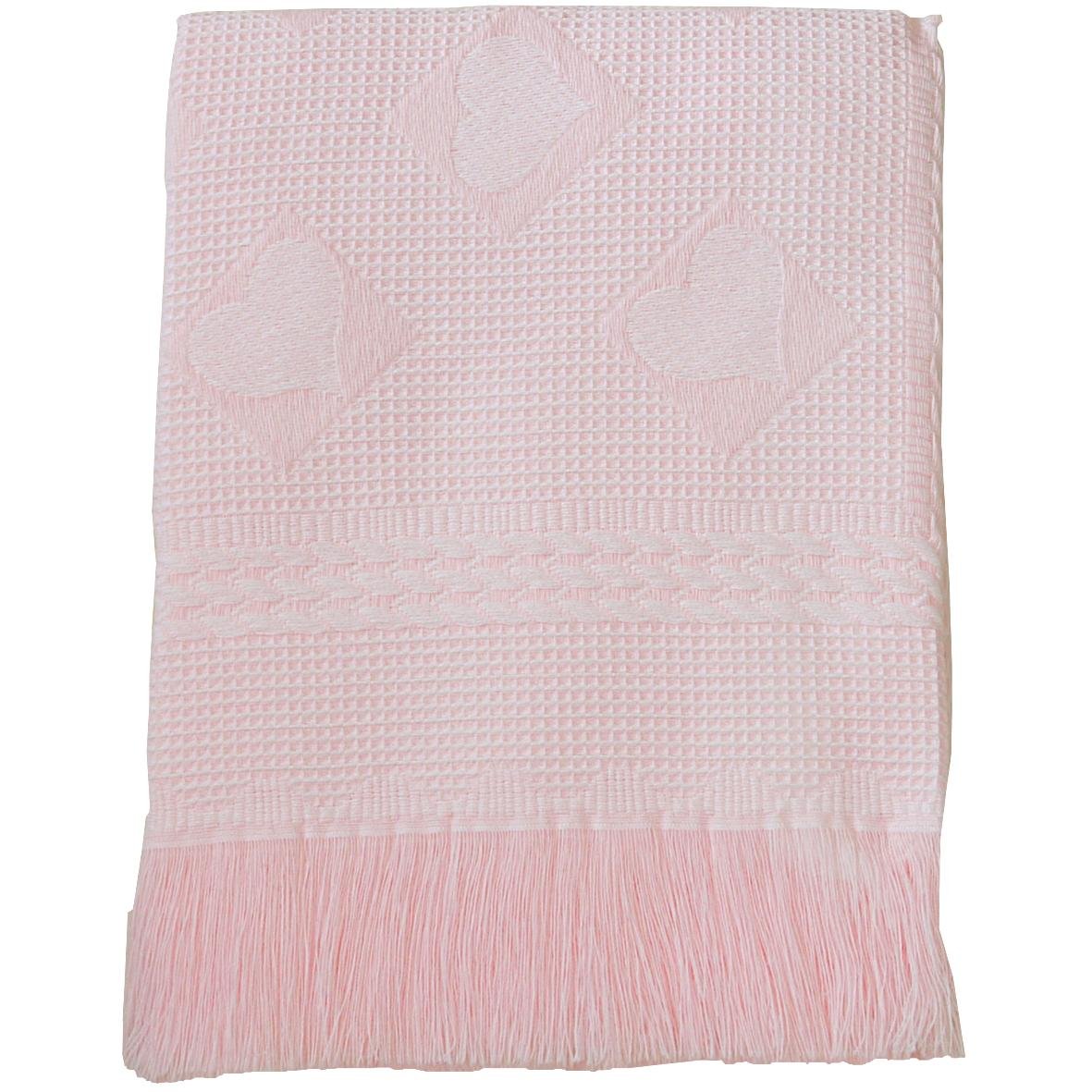 BabyPrem Baby Large Soft Acrylic Hearts Shawl Blanket 122 x 122cm PINK