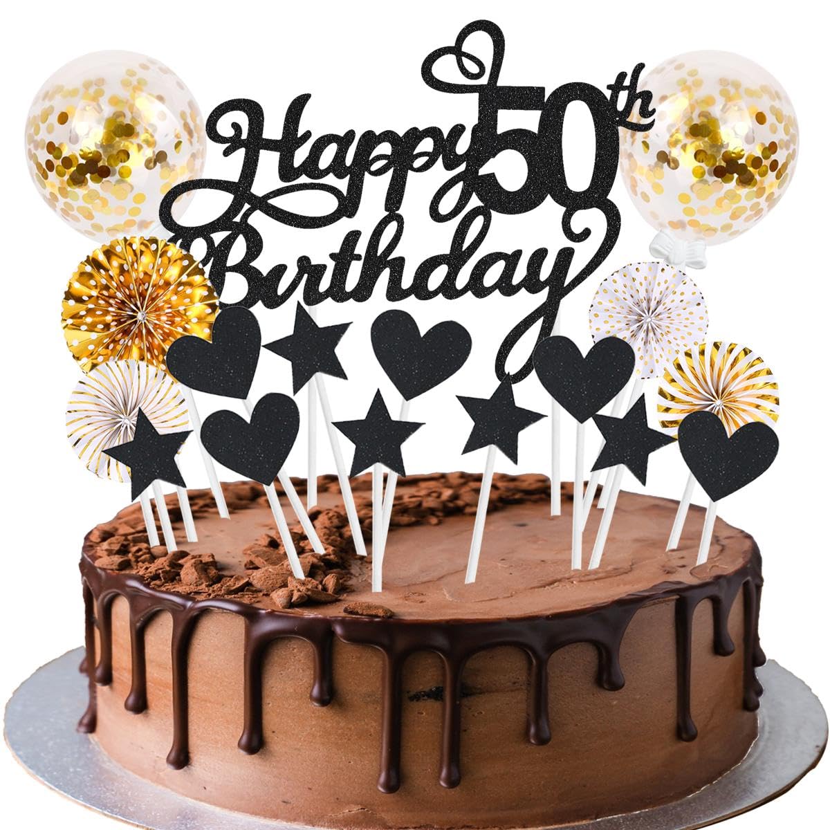 Mua Cake Topper 50 Cake Decoration Birthday Women Black Gold Happy 50th