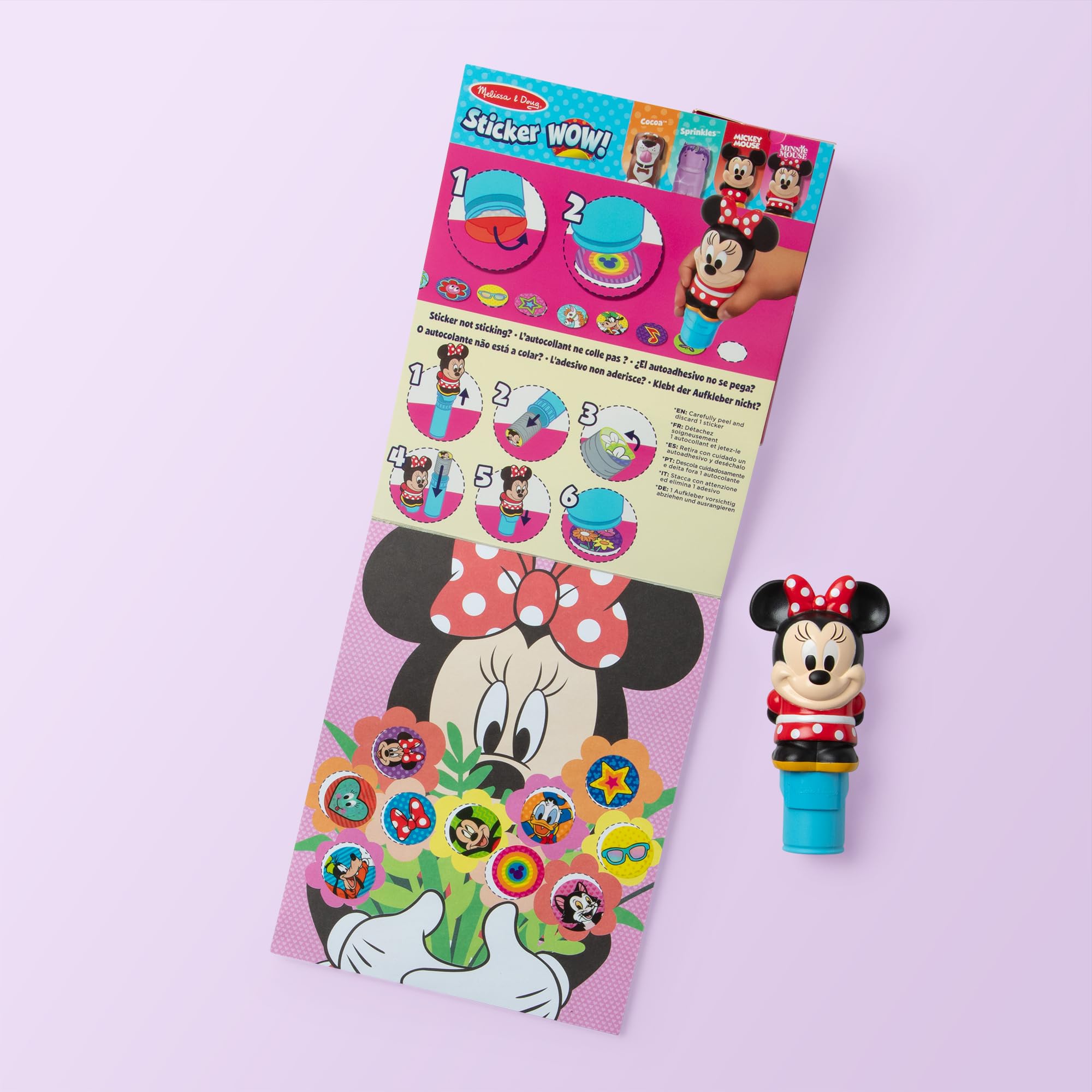 Melissa & Doug Sticker Wow!™ 24-Page Activity Pad and Sticker Stamper, 300 Stickers, Arts and Crafts Fidget Toy Collectible Character – Disney Minnie Mouse - for Kids Ages 3+ - FSC Certified