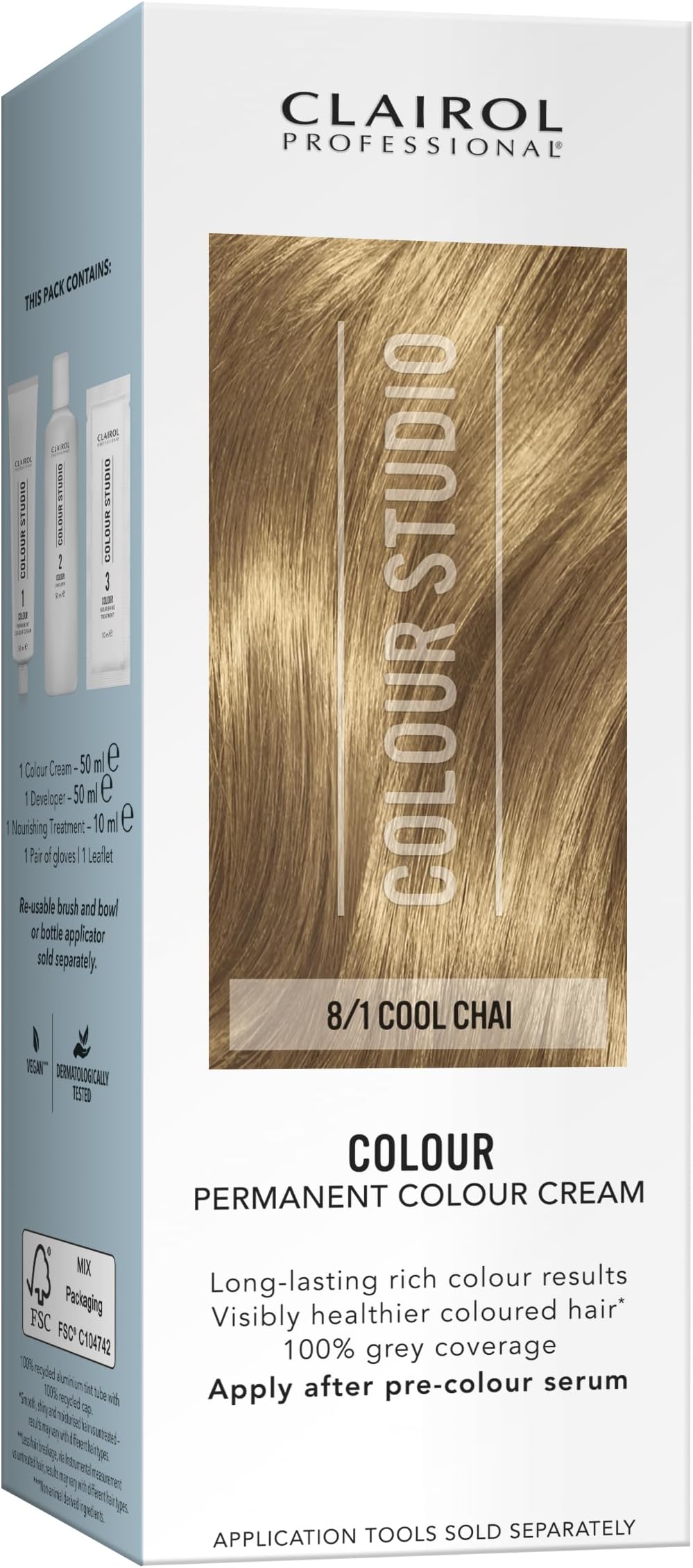 Clairol Colour Studio Permanent Colour Cream 8/1 Cool Chai 50ML